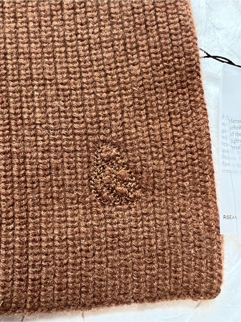 NWT Rise & Fall Men’s Cozy Oversized Ribbed Merino Wool Cashmere Scarf Brown